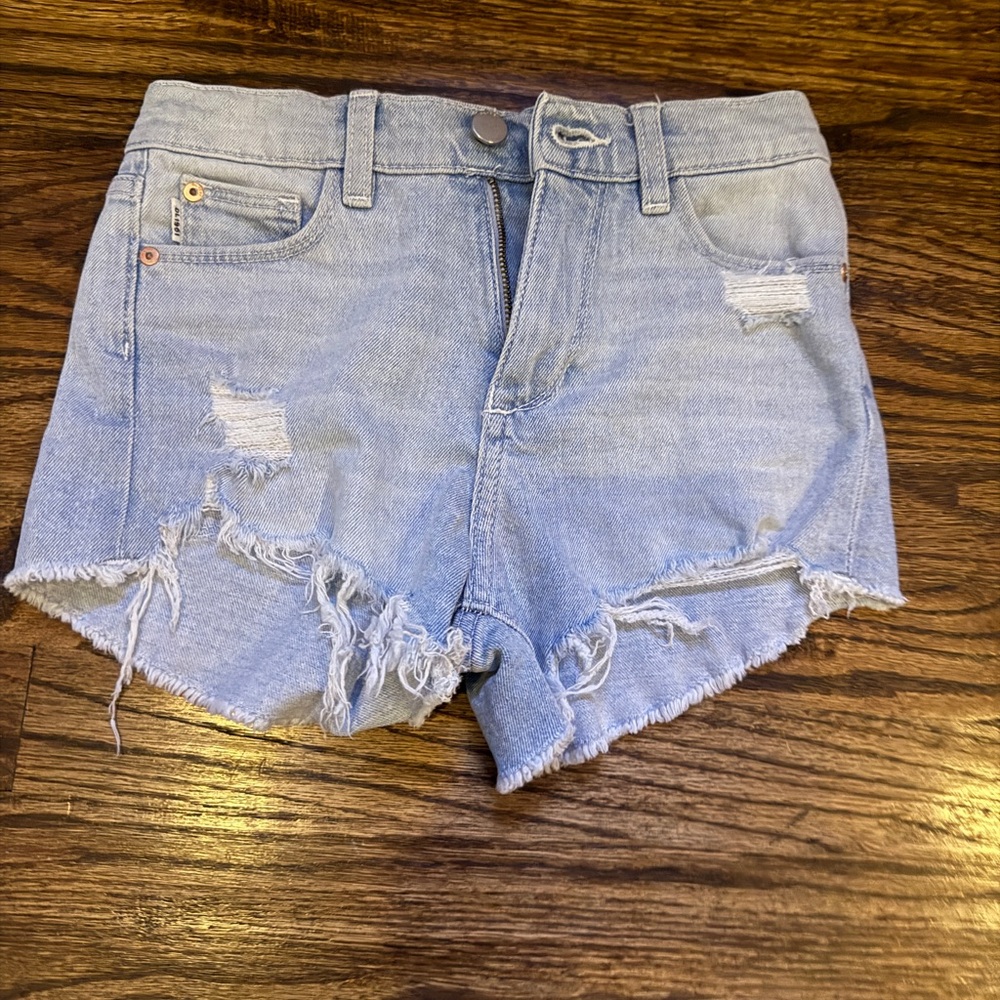 Light Blue Distressed Denim Shorts